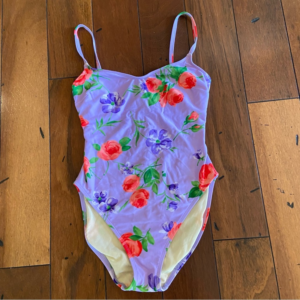 La Blanca Lavender Floral One-Piece Bathing Suit - Size 10!